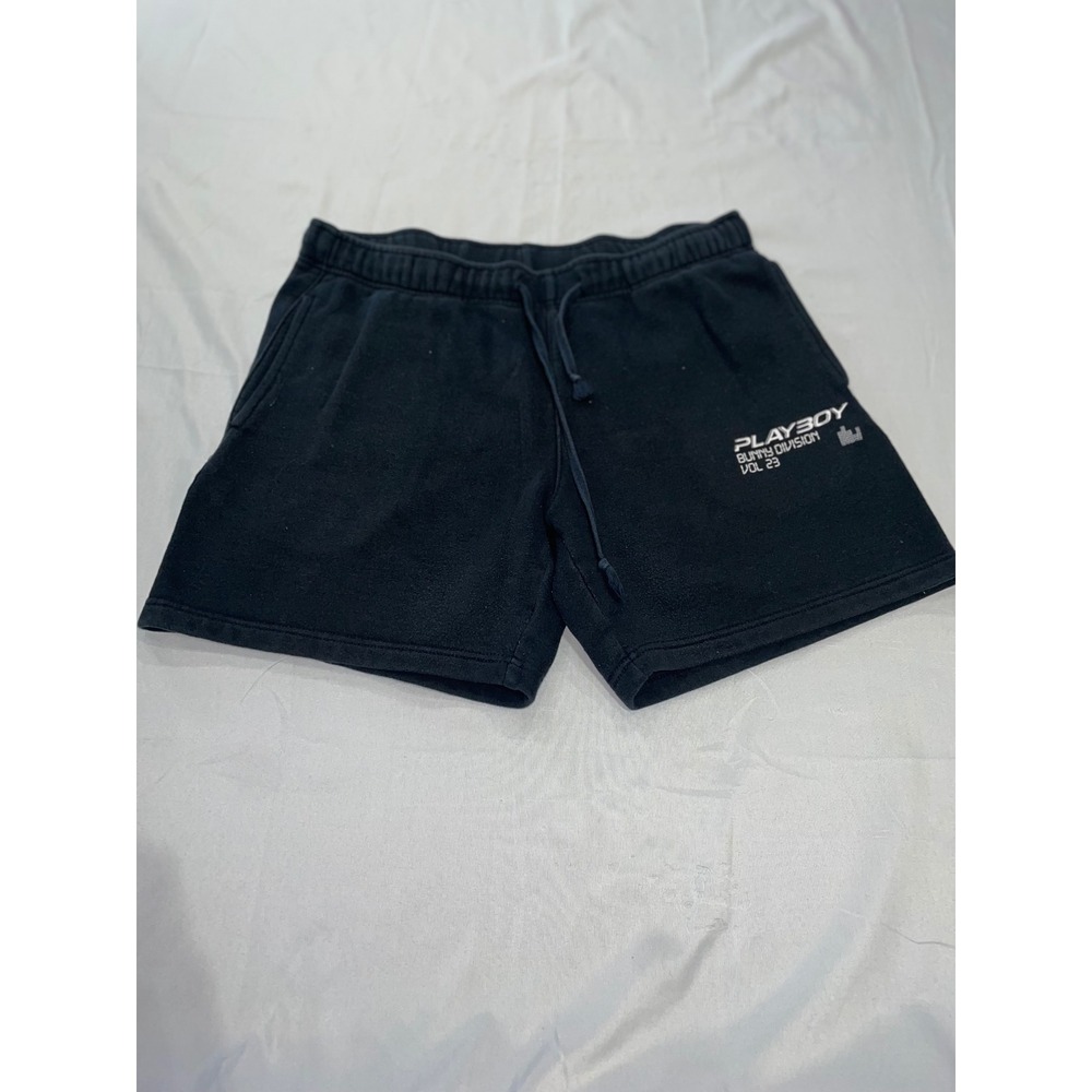 Playboy PacSun Womens Black Bunny Division Fleece Sweat Shorts Size M Vol 23